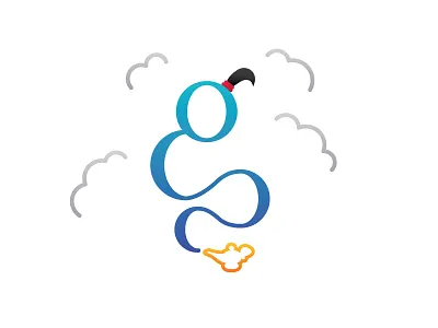G is for Genie aladdin disney alphabet g genie lamp smoke type typography vector