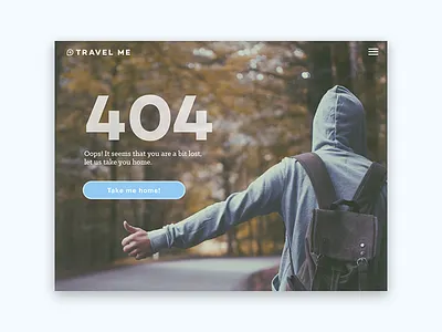 Daily UI #008 - 404 Page 404 404 page dailyui hitchhiking minimal travel ui ux web