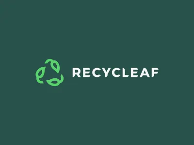 Recycle + leaf logo brand eco environment icon leaf letter logo logo design mark recycle sign symbol