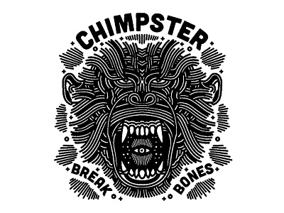 angry chimp - (for) print animal beast chimp design graphic illustration jungle linework monkey print screen printing