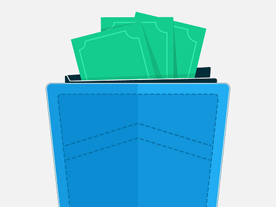 The Perfect Pocket flat illustration money pocket wallet