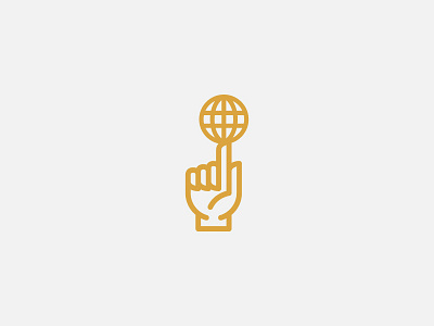 Gold Finger finger globe gold hand icon logo