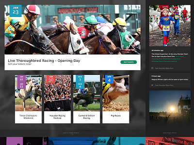 Sam Houston Race Park blur css event facebook html instagram race responsive social twitter web widget