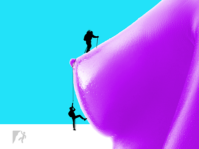 Conquering Mother Nature active activity body boobs breast climbing health hiking nipples outdoor pop art