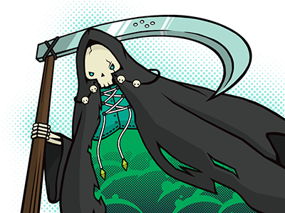 Mortok: The Mighty Wraith card art halftones monster mercs reaper