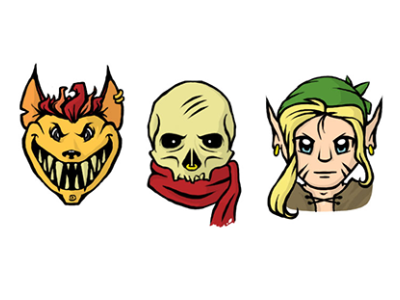 Character Headshots archer beast doodle skeleton