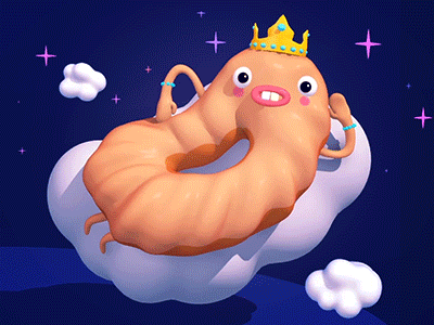 French Cruller...the princess of donuts 3d animation cg character gif illustration maya vray zbrush