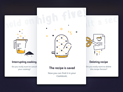 App alerts. Round 2 alert app card cooking design icon illustration notification popup recipe ui vector