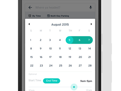 Smart Parking app calendar parking ui