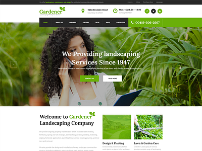 Gardener - Gardening and Landscaping HTML Template agriculture farmer shop florist garden gardening gardners groundskeeper landscape architects landscaper landscaping lawn services