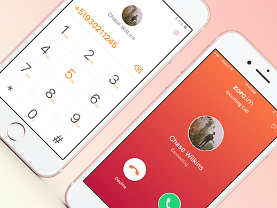 Incoming Call app call calling dialler interface ios mobile phone ui user ux