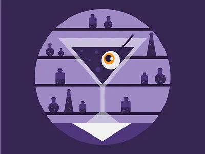Witches Brew alcohol bar cocktail eye eyeball flat halloween horror martini october potion spooky