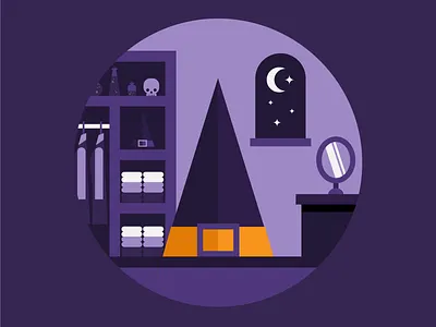 The Witching Hour closet clothing flat halloween hat horror october room spooky witch