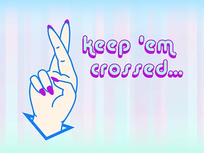 Keep 'Em Crossed cross crossed feeling lucky fingers girly hand keep them crossed nails pastels retro sketch