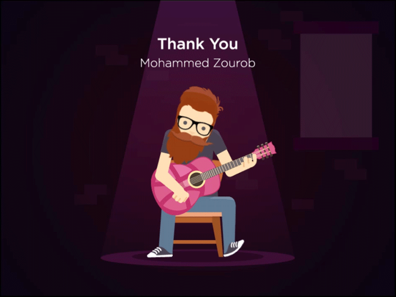 Hello Dribbble animation beard character debut shot first shot gif illustration invite shot
