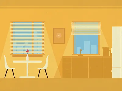 Kitchen | Styleframe city flat flower illustration kitchen yellow