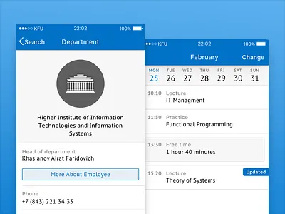 KFU Mobile Student - iOS App Preview calendar department ios schedule student study