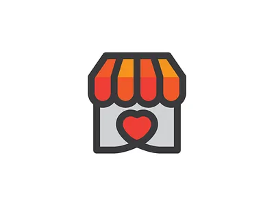 Shopaholic heart icon lines logo logo design shop store