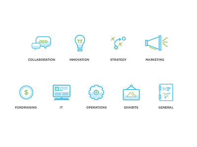 The Museum Playbook Icon Set Final art collaboration communication exhibits fundraising gallery icons marketing museum operations strategy symbol