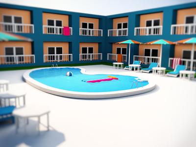 Pool 3d modeling c4d lowpoly pool