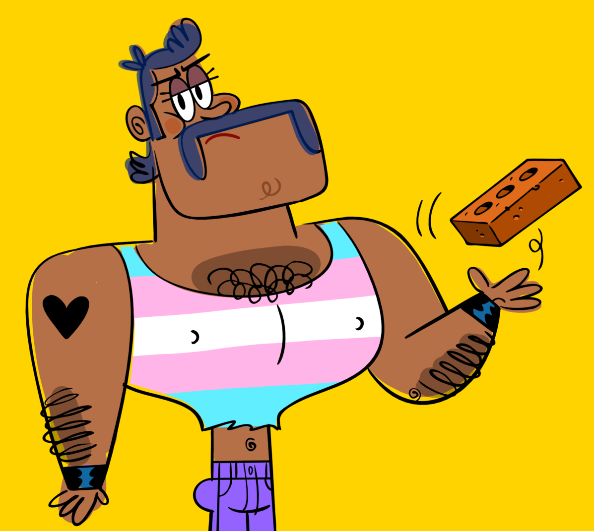 Frank with brick character illustration lgbtq pride queer trans vector