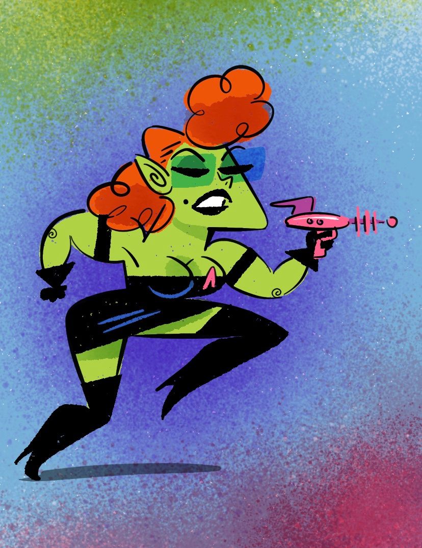 Barbra Fella — Drag Queen from Outer Space! character green illustration lbgtq leather pride sci fi space star trek vector
