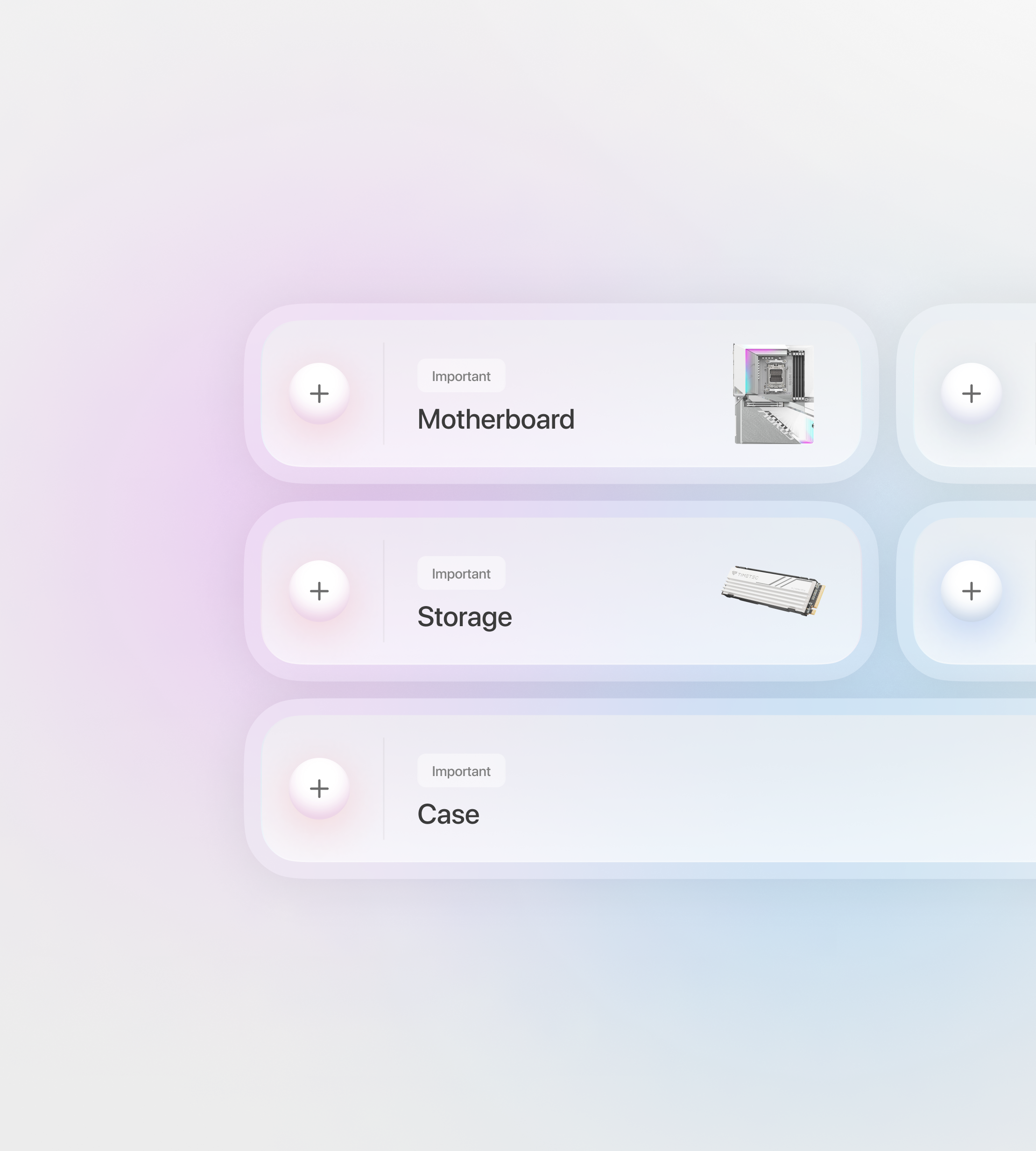 PC Builder UI - Glassmorphism animation glassmorphism motion graphics ui ui design user experience user interface ux design