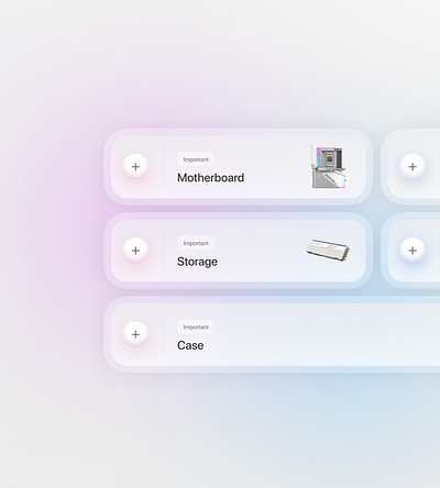 PC Builder UI - Glassmorphism animation glassmorphism motion graphics ui ui design user experience user interface ux design