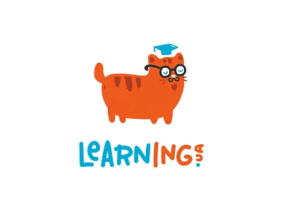 learning.ua not approved logo cat character children education glasses illustration learning pussy science scientist teacher