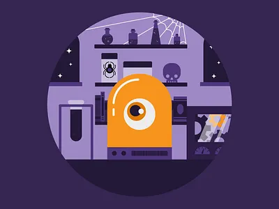 Mad Science creepy eye flat halloween horror lab mad scientist october spooky