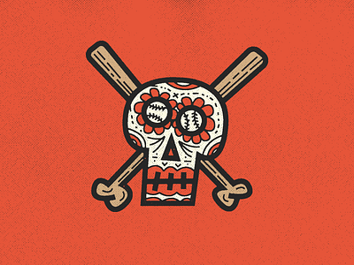 Sugarball balls baseball bats grit illustration skull stroke sugarskull texture thicklines vector