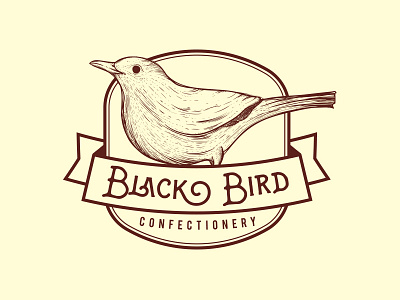 Black Bird Confectionery Logo Badge badge black bird classic hand drawn logo vintage