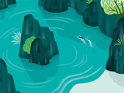 Private lagoon landscape summer