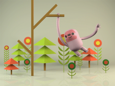 HAAAAY!!! animal c4d cinema4d low poly plants sloth tree