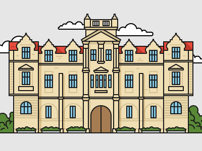 British style university №2 art building color education flat house illustration illustrator outline university