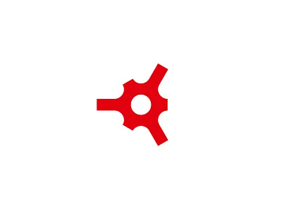 Unimann cogwheel gear gear wheel identity logo mark red