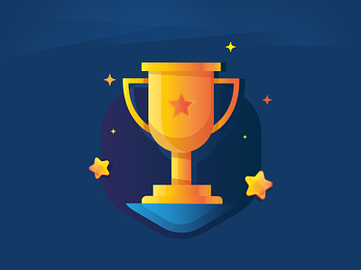 Winners award bounty congratulation cup flat glow gold gradient prize trophy winner