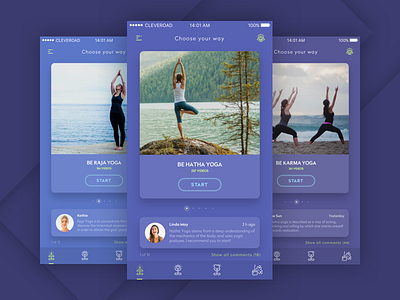 Be Yoga comments ios purple selfimprovment trainer trainings ui ux yoga zen