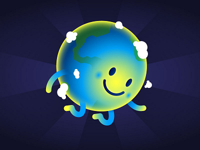 Earth atmosphere character earth friends gradient illustration planet smile space vector