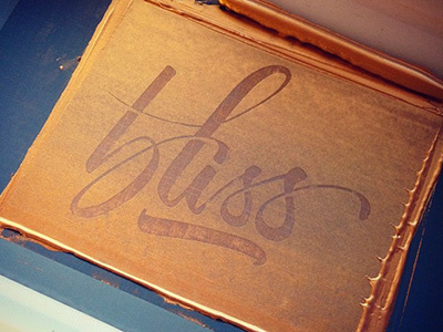 Bliss silk screen bliss gold handlettering printing screen screen printing script silk silk screening