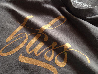 Bliss Tee bliss gold handlettering printing screen screen printing script shirt silk silk screening t shirt tee