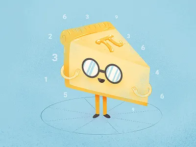 Happy Pi day cute illustration pi pie vector