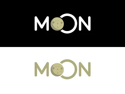 Moon black white illustration logo design typography vector
