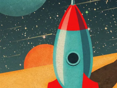 Space Rocket poster retro rocket space textures twentyonecreative