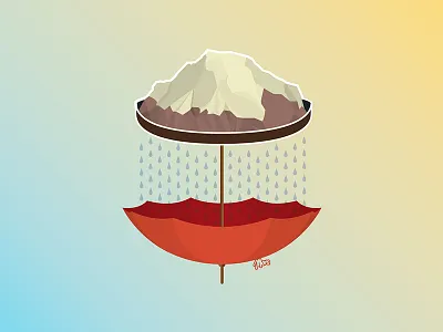 Ortler's melting global warming icon illustration melting mountain ortler
