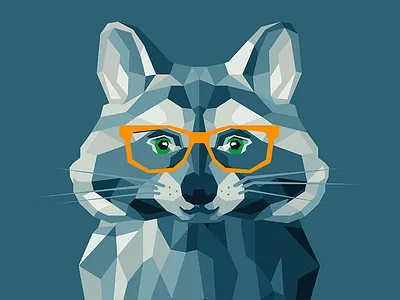 Raccoon animal bright character fauna polygons portrait wildlife wool zoo