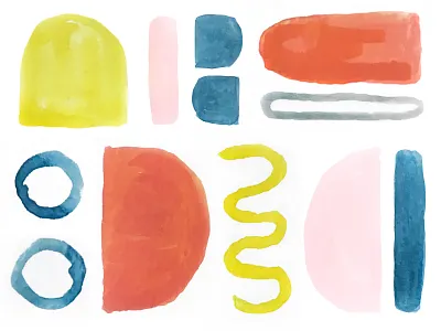 Forms blue forms green orange paint painted shapes watercolor