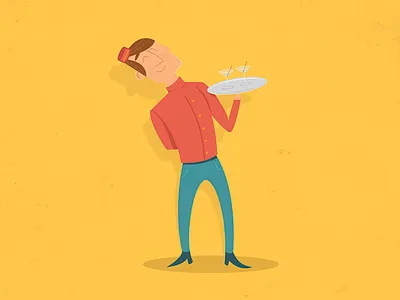 Waiter book cartoon children illustration retro server waiter