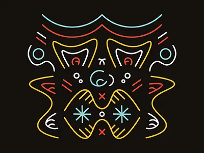 Dragon beast creature design dragon flat illustration lights line art minimal monster neon vector