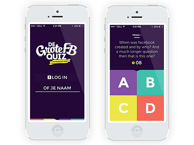 De Grote FB Quiz app application colors design mobile first